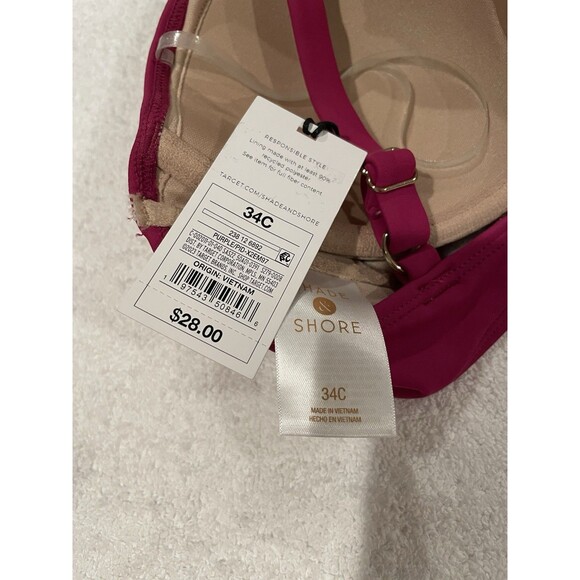 Shade & Shore Women's Size 34C Braided Strap Bikini Top Purple NEW Top Only - Picture 8 of 9